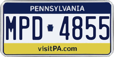 PA license plate MPD4855