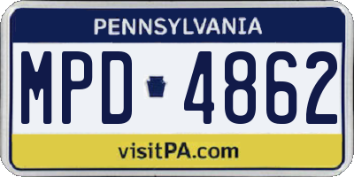 PA license plate MPD4862