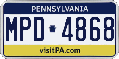 PA license plate MPD4868