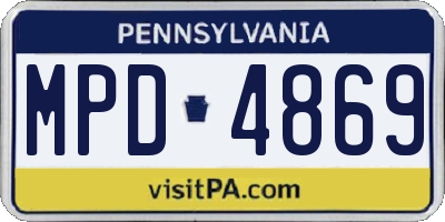 PA license plate MPD4869