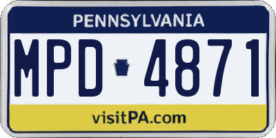 PA license plate MPD4871