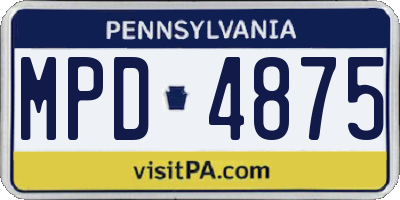 PA license plate MPD4875