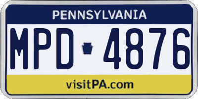 PA license plate MPD4876