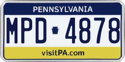 PA license plate MPD4878