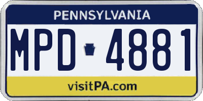 PA license plate MPD4881