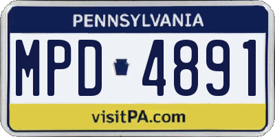 PA license plate MPD4891