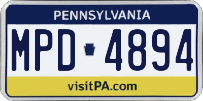 PA license plate MPD4894