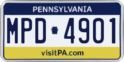 PA license plate MPD4901