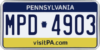 PA license plate MPD4903