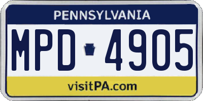 PA license plate MPD4905