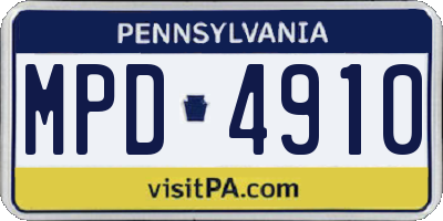 PA license plate MPD4910
