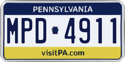 PA license plate MPD4911