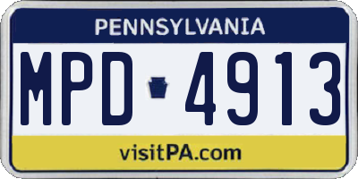 PA license plate MPD4913