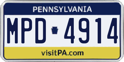 PA license plate MPD4914