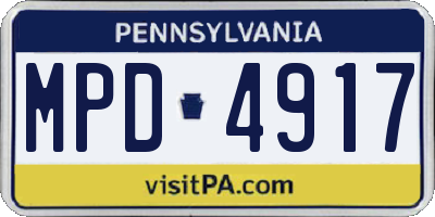 PA license plate MPD4917