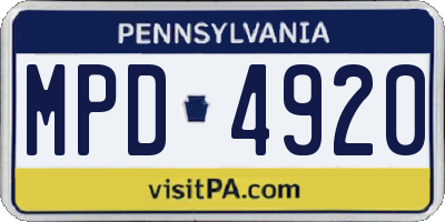 PA license plate MPD4920