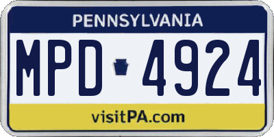 PA license plate MPD4924