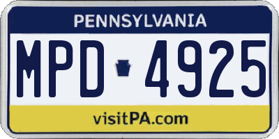 PA license plate MPD4925