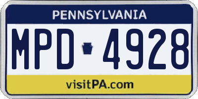 PA license plate MPD4928