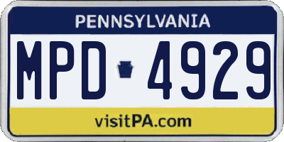 PA license plate MPD4929