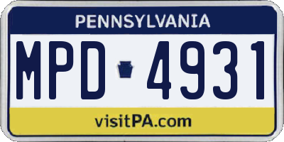 PA license plate MPD4931