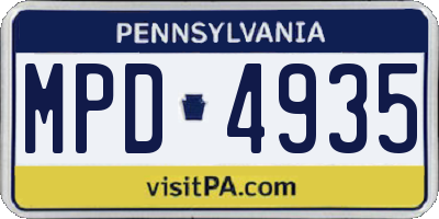 PA license plate MPD4935