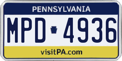 PA license plate MPD4936