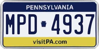 PA license plate MPD4937