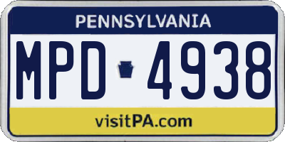 PA license plate MPD4938