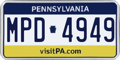 PA license plate MPD4949