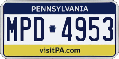 PA license plate MPD4953