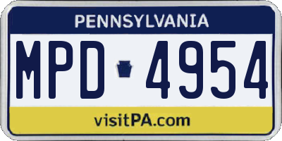 PA license plate MPD4954