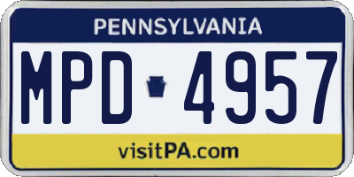 PA license plate MPD4957
