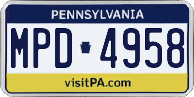 PA license plate MPD4958