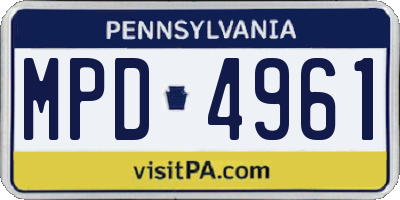PA license plate MPD4961
