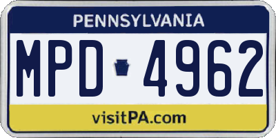 PA license plate MPD4962