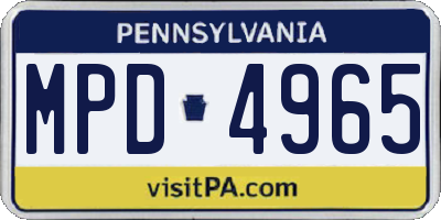 PA license plate MPD4965
