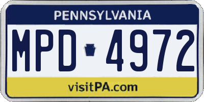 PA license plate MPD4972