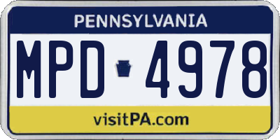 PA license plate MPD4978