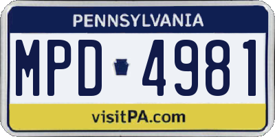 PA license plate MPD4981