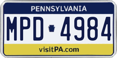 PA license plate MPD4984
