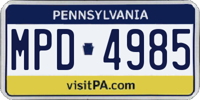 PA license plate MPD4985
