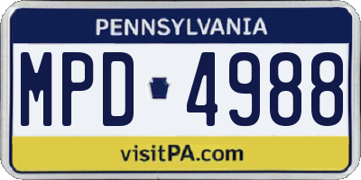 PA license plate MPD4988