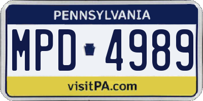 PA license plate MPD4989