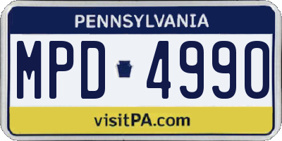 PA license plate MPD4990
