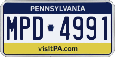 PA license plate MPD4991
