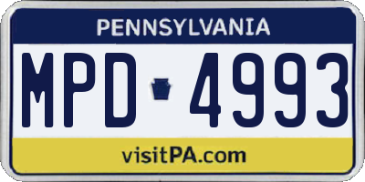 PA license plate MPD4993