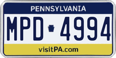 PA license plate MPD4994
