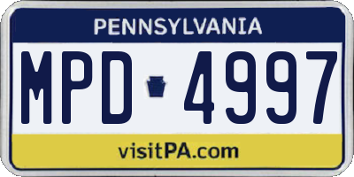 PA license plate MPD4997