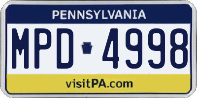 PA license plate MPD4998